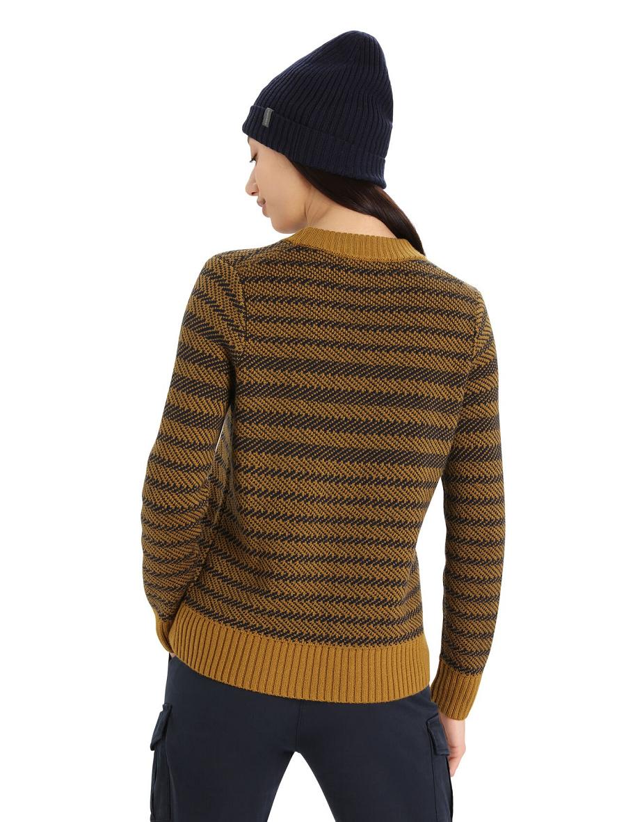 Clove / Midnight Navy Icebreaker Merino Waypoint Crewe Women's Sweaters | AU 1624RVDW